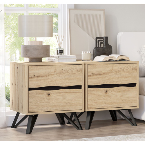 Grayson 2 Drawer Bedside Table Set of 2