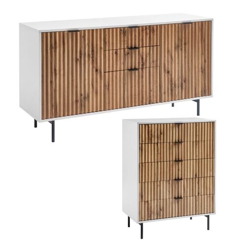 Chelsea Large Sideboard Buffet + 5 Drawers Chest  Living Room Storage Drawers