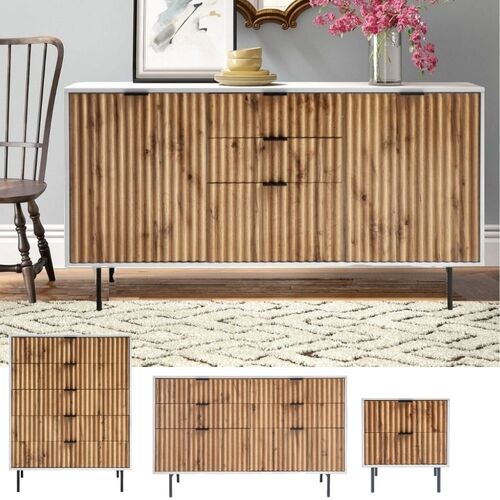 Chelsea Large Sideboard Buffet + 6 Drawers Chest + 5 Drawers Chest + Bedside Table Living Room Storage Drawers