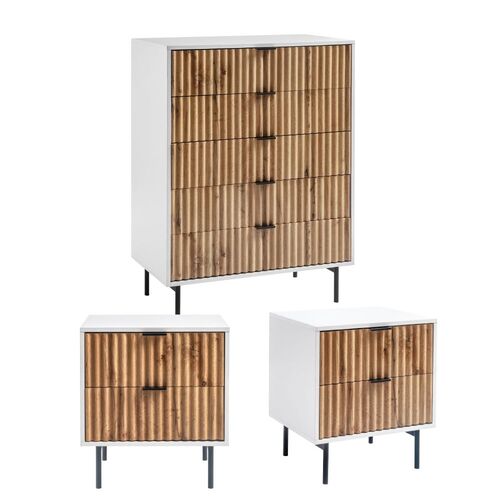 Chelsea Chest of 5 Drawer Storage Drawers + 2 Bedside Tables  Bedroom Tallboys Dressers