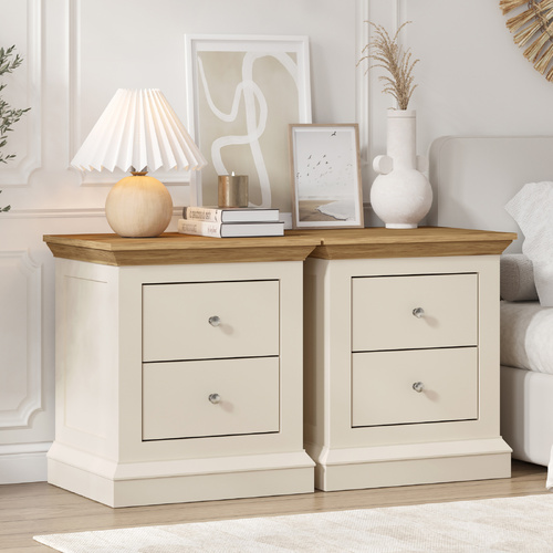 HANNAH 2 Drawers Bedside Table with Dresser Set of 2 | Modern Nightstand for Your Bedroom